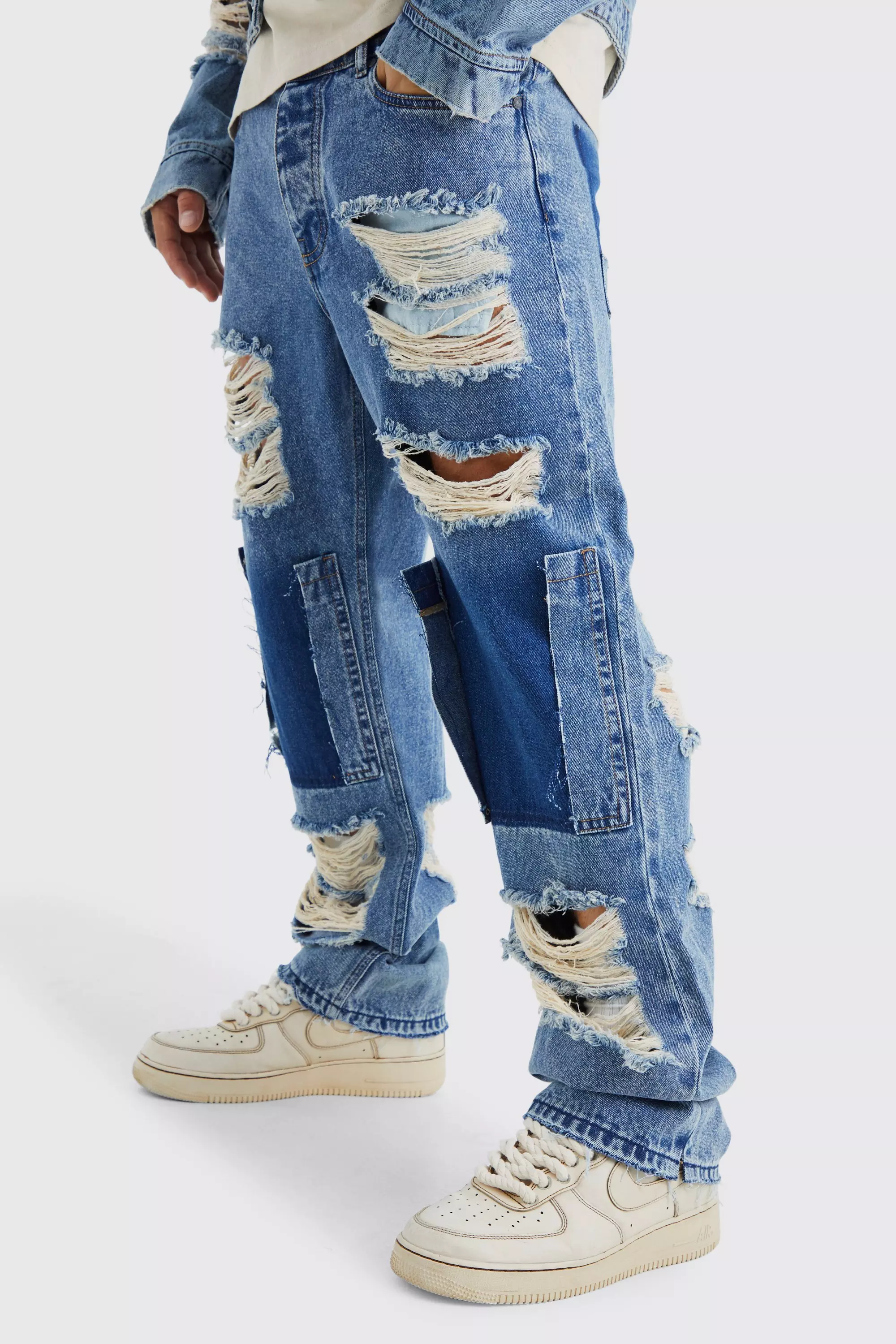 Relaxed Rigid Distressed Jeans